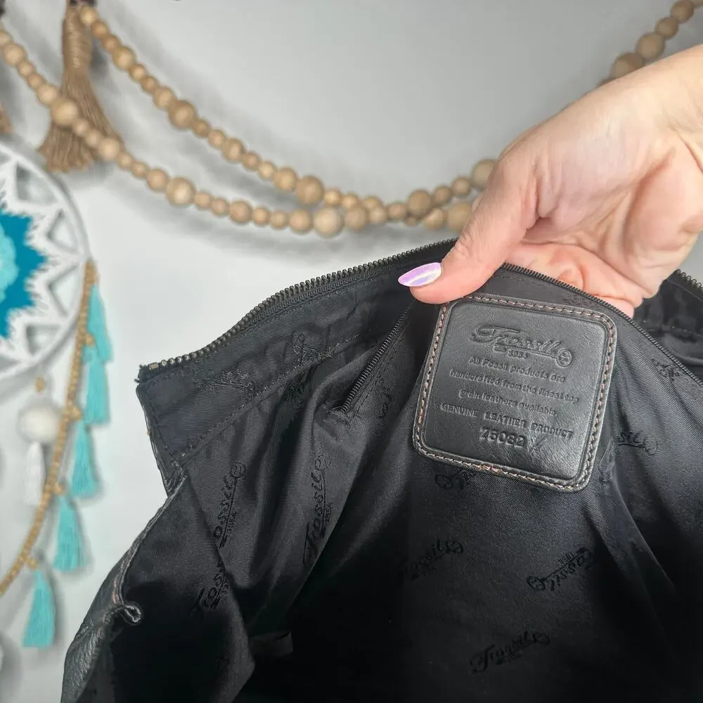 Fossil Black Leather Shoulder Bag
